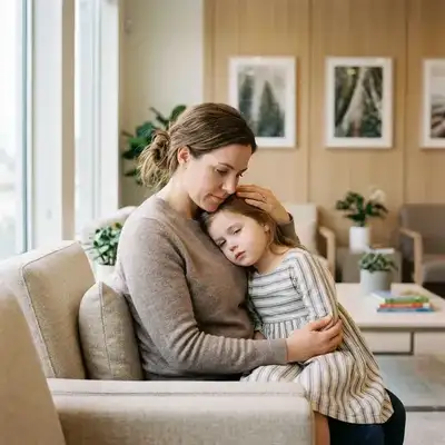 Mãe e filho em momento de cuidado